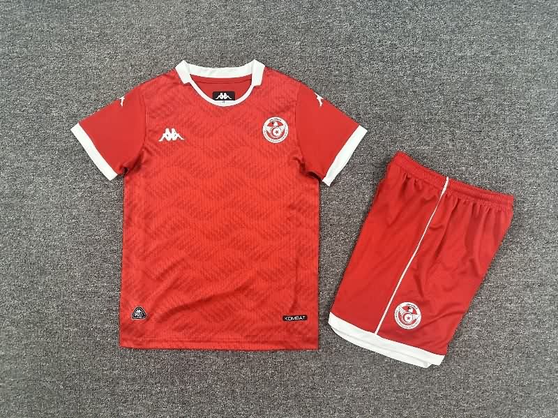 Kids Tunisia 25/26 Home Soccer Jersey And Shorts