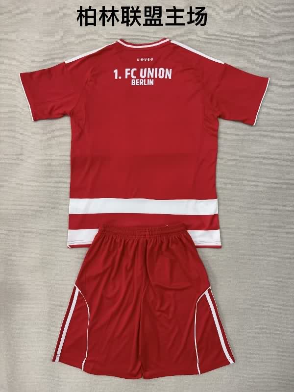 Kids Union Berlin 25/26 Home Soccer Jersey And Shorts