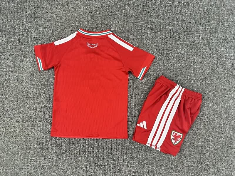 Kids Wales 2026 Home Soccer Jersey And Shorts
