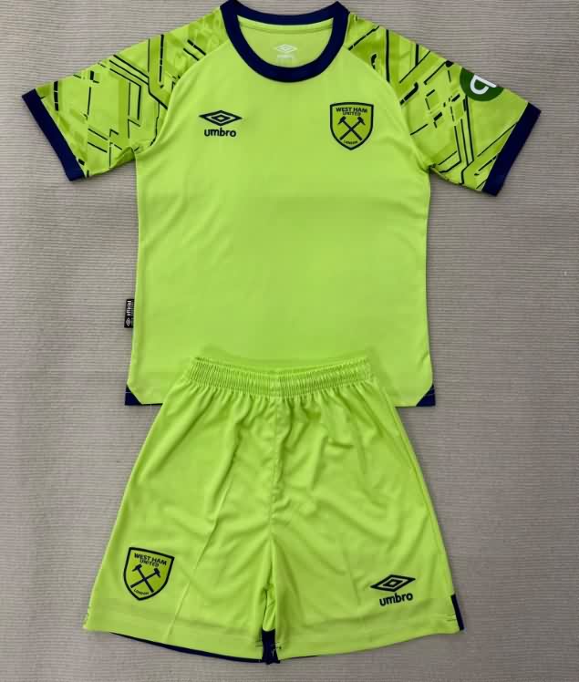 Kids West Ham 25/26 Goalkeeper Green Soccer Jersey And Shorts Kids West Ham 25/26 Goalkeeper Green Soccer Jersey And Shorts