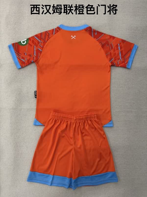 Kids West Ham 25/26 Goalkeeper Orange Soccer Jersey And Shorts