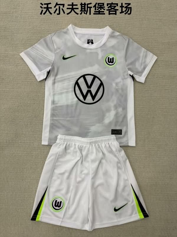 Kids Wolfsburg 25/26 Away Soccer Jersey And Shorts