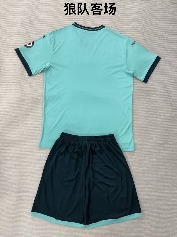 Kids Wolves 25/26 Away Soccer Jersey And Shorts