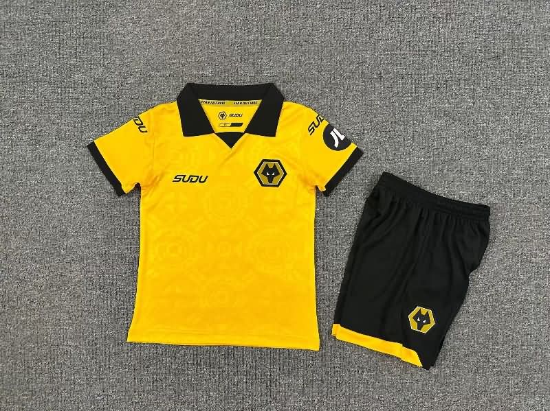 Kids Wolves 25/26 Home Soccer Jersey And Shorts