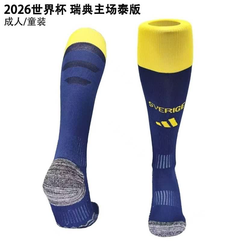 AAA Quality Sweden 2026 Home Soccer Socks AAA Quality Sweden 2026 Home Soccer Socks