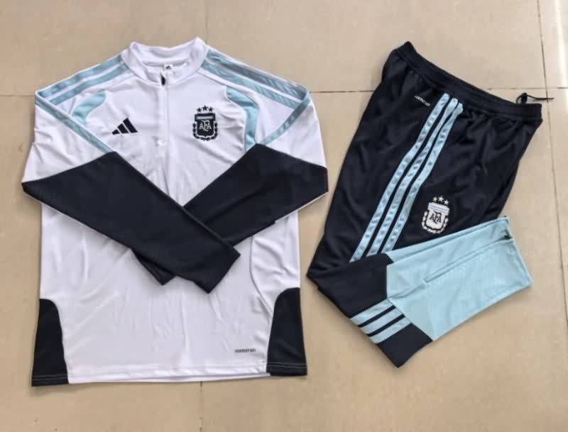 Kids AAA Quality Argentina 2026 White Soccer Tracksuit