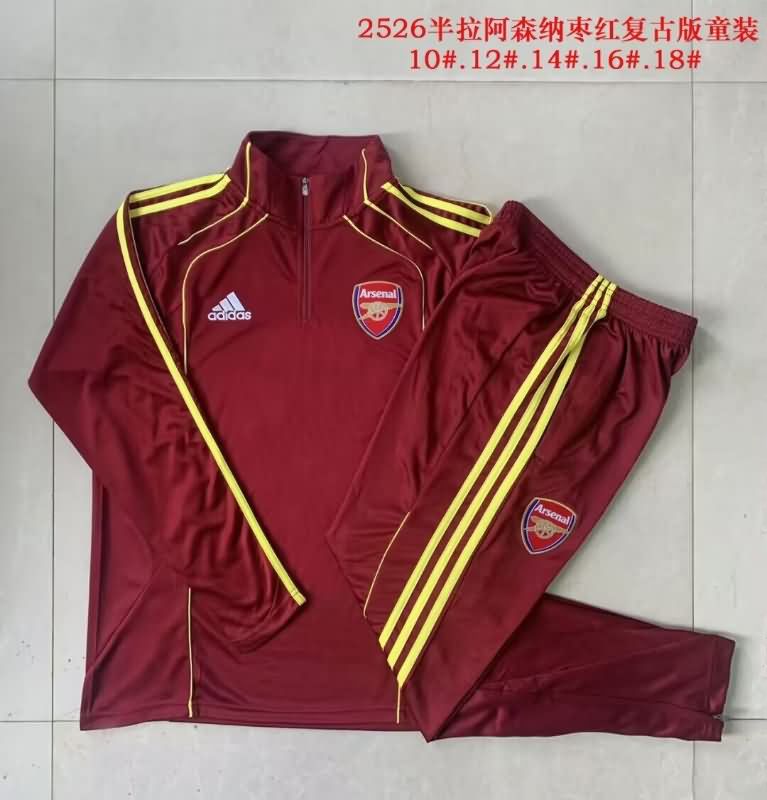 Kids AAA Quality Arsenal 25/26 Red Soccer Tracksuit 03