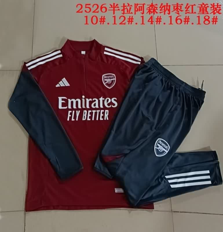 Kids AAA Quality Arsenal 25/26 Red Soccer Tracksuit 05 Kids AAA Quality Arsenal 25/26 Red Soccer Tracksuit 05