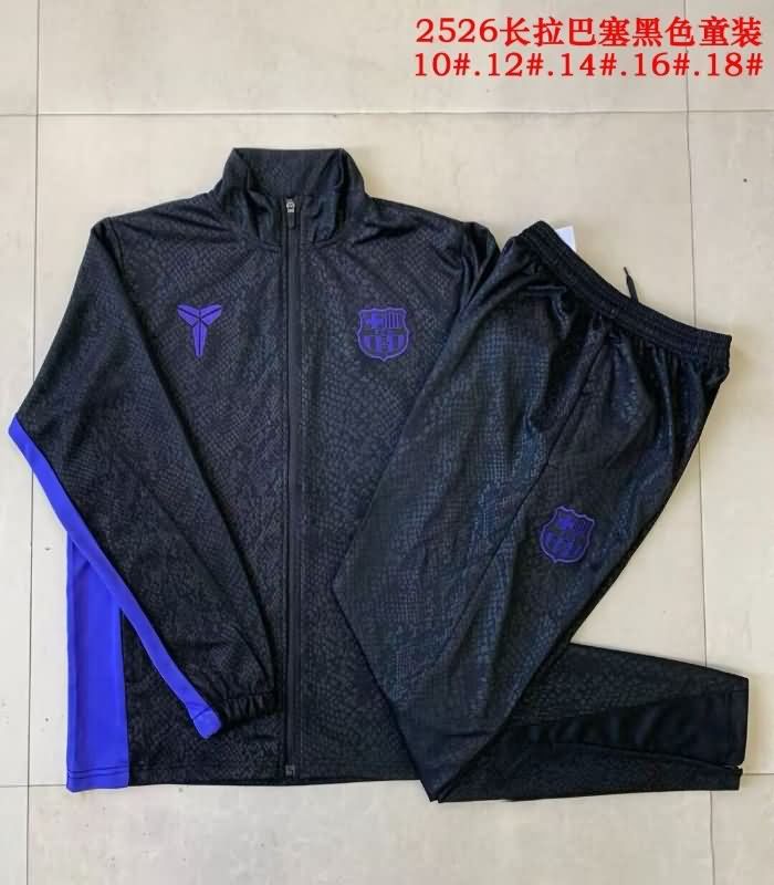 Kids AAA Quality Barcelona 25/26 Black Soccer Tracksuit 02  Kids AAA Quality Barcelona 25/26 Black Soccer Tracksuit 02