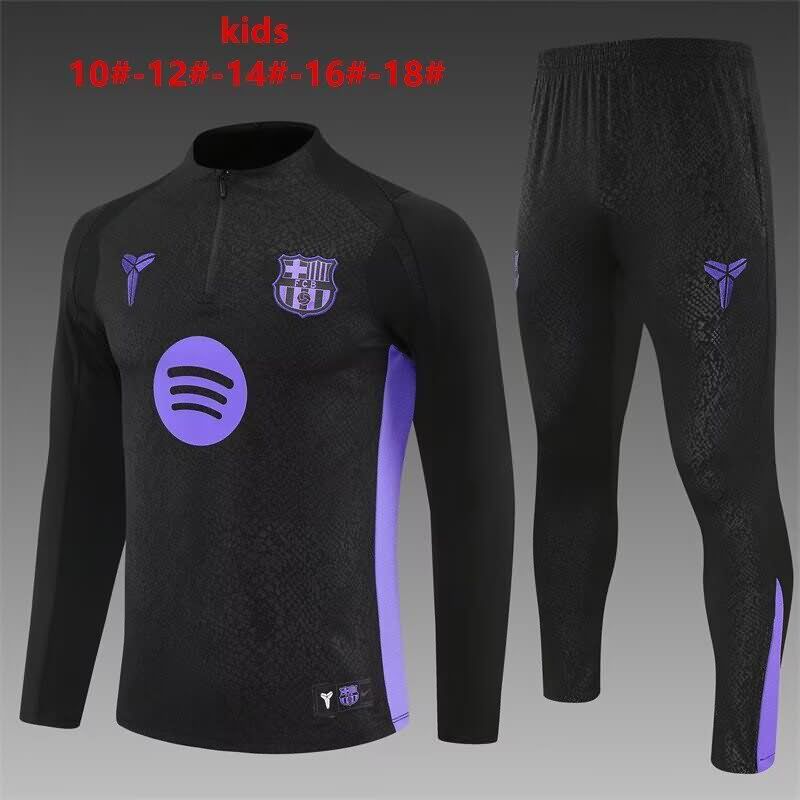 Kids AAA Quality Barcelona 25/26 Black Soccer Tracksuit 03  Kids AAA Quality Barcelona 25/26 Black Soccer Tracksuit 03