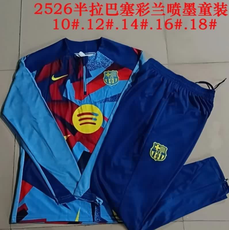 Kids AAA Quality Barcelona 25/26 Blue Soccer Tracksuit Kids AAA Quality Barcelona 25/26 Blue Soccer Tracksuit