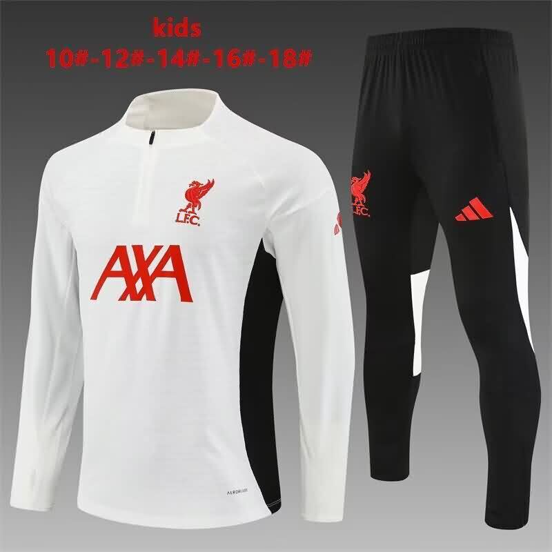 Kids AAA Quality Liverpool 25/26 White Soccer Tracksuit 02 Kids AAA Quality Liverpool 25/26 White Soccer Tracksuit 02