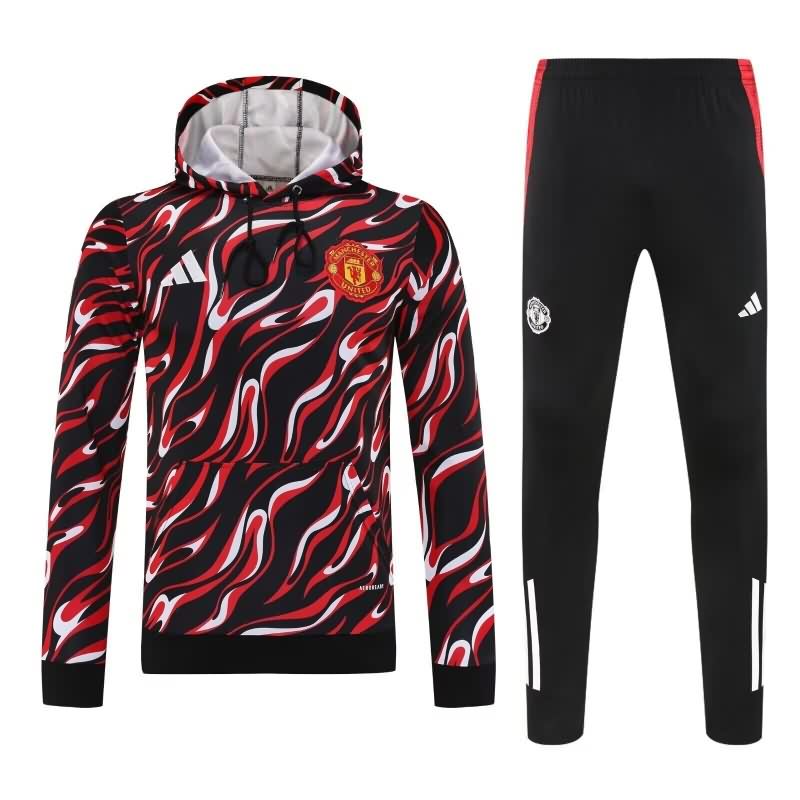 AAA Quality Manchester United 25/26 Black Red Soccer Tracksuit