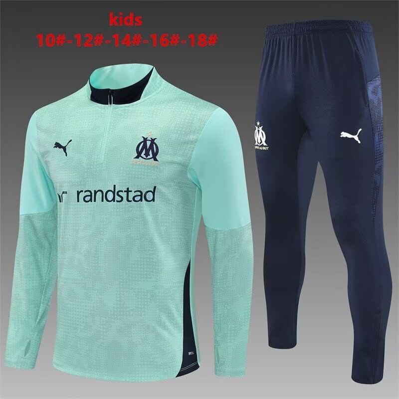 Kids AAA Quality Marseilles 25/26 Green Soccer Tracksuit