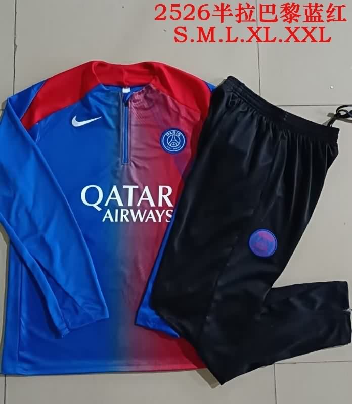 AAA Quality Paris St Germain 25/26 Blue Red Soccer Tracksuit