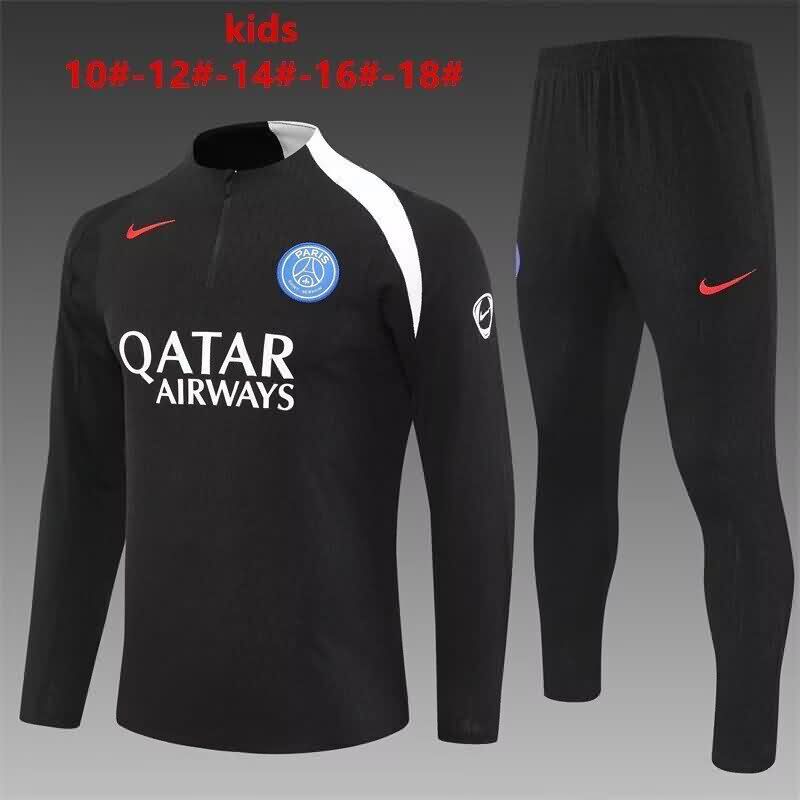 Kids AAA Quality Paris St German 25/26 Black Soccer Tracksuit 04