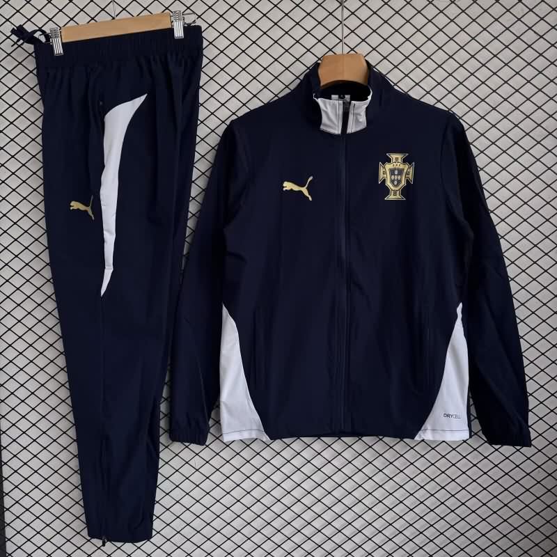 AAA Quality Portugal 2025 Dark Blue Soccer Tracksuit 02