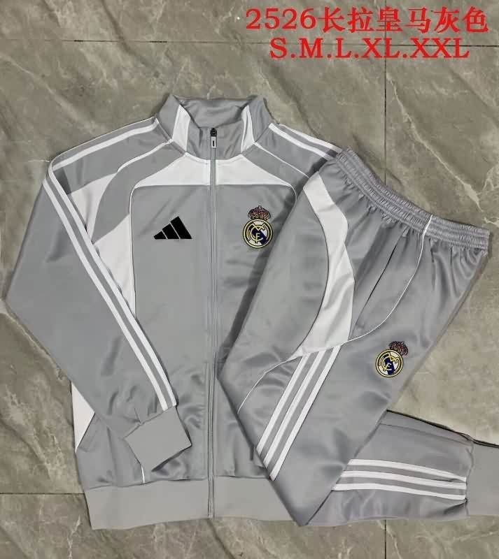 AAA Quality Real Madrid 25/26 Grey Soccer Tracksuit 03