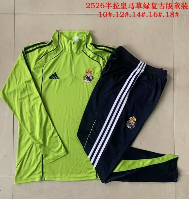 Kids AAA Quality Real Madrid 25/26 Green Soccer Tracksuit 03