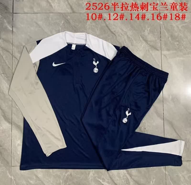 Kids AAA Quality Tottenham Hotspur 25/26 Dark Blue Soccer Tracksuit