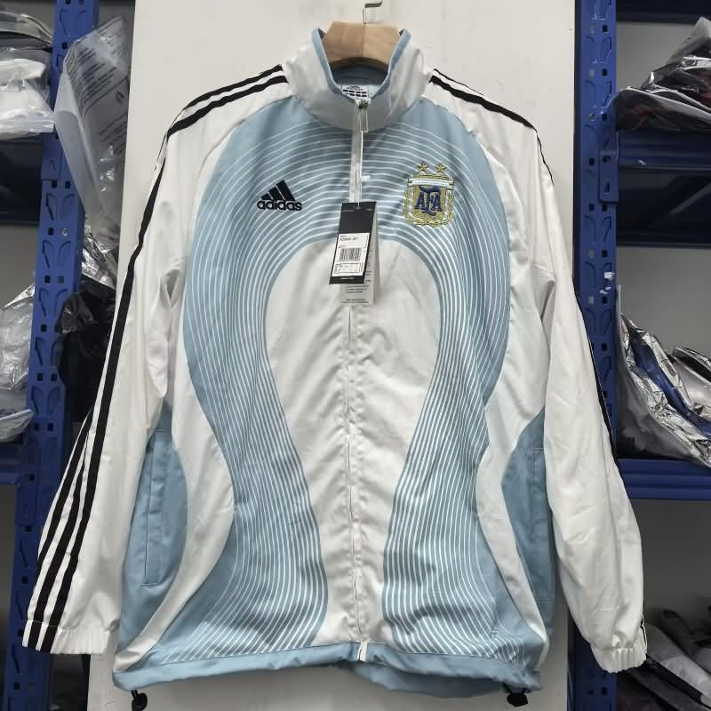 AAA Quality Argentina 2025 White Soccer Windbreaker
