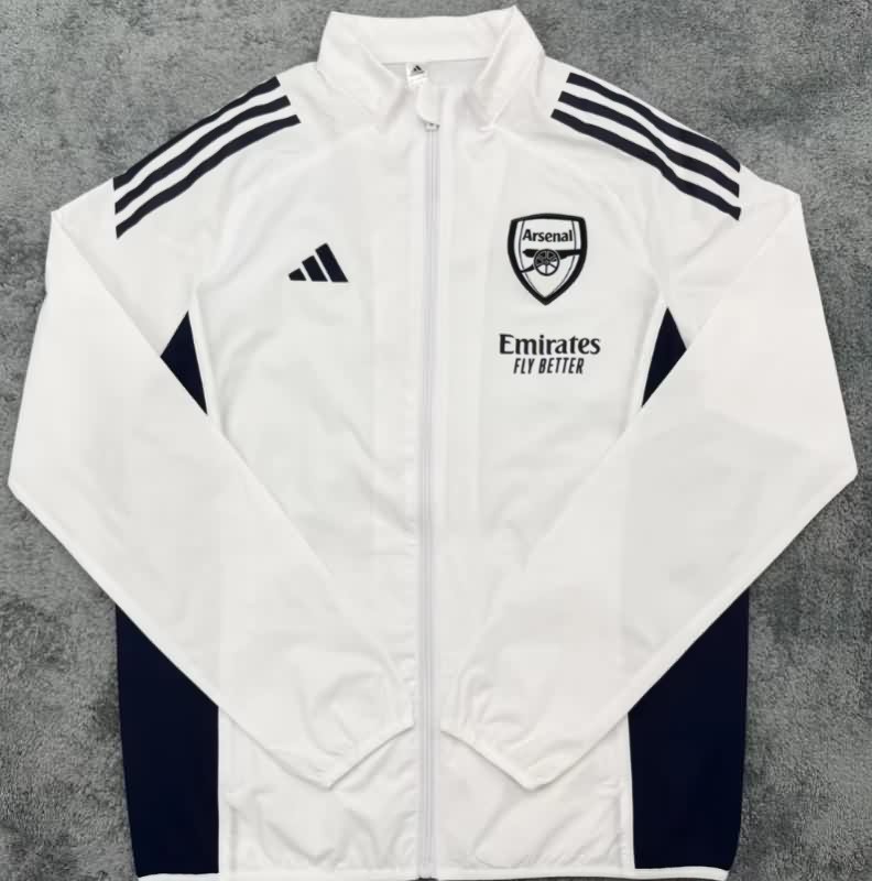 AAA Quality Arsenal 25/26 White Soccer Windbreaker 02