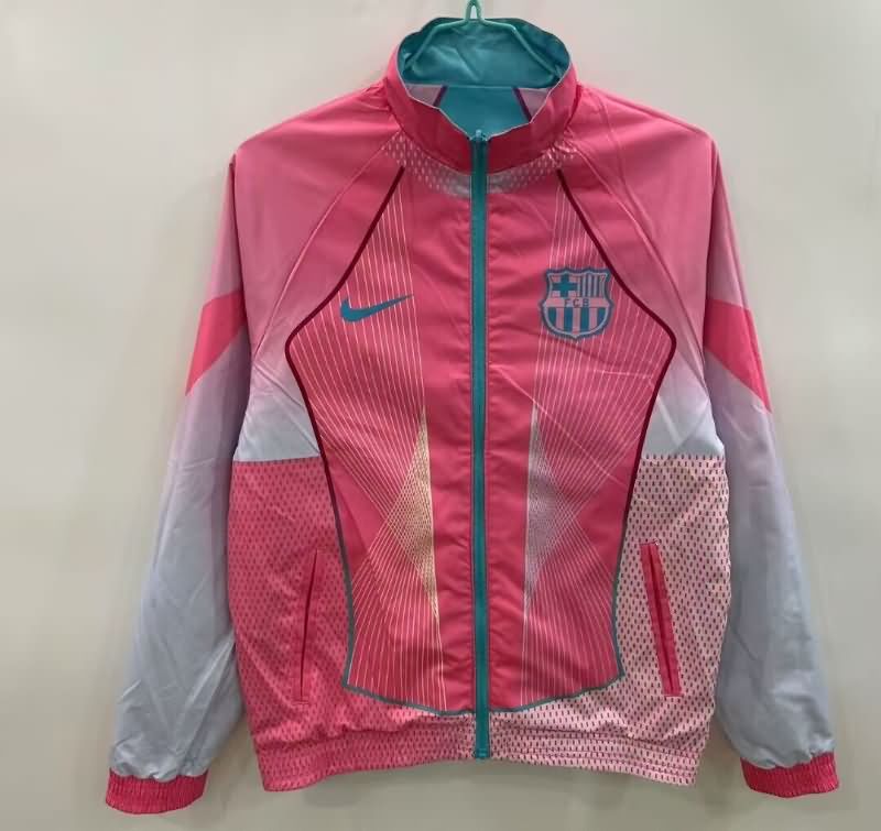 AAA Quality Barcelona 25/26 Green Pink Reversible Soccer Windbreaker