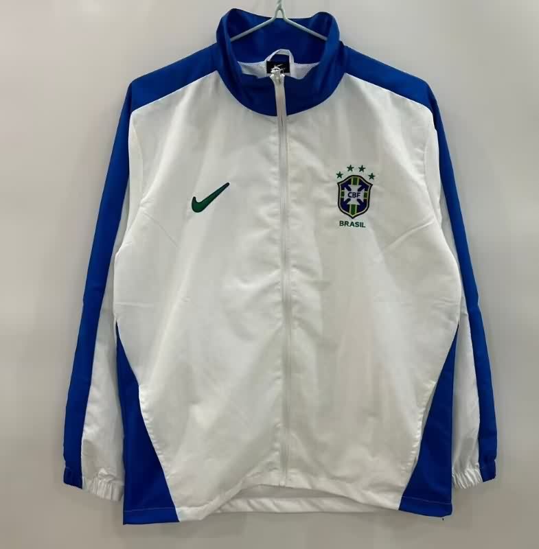AAA Quality Brazil 2025 White Soccer Windbreaker