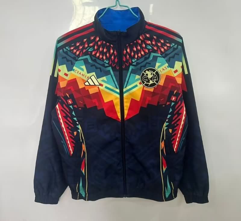 AAA Quality Club America 25/26 Dark Blue Blue Reversible Soccer Windbreaker