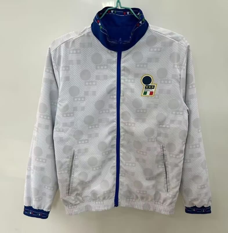 AAA Quality Italy 2025 Blue White Reversible Soccer Windbreaker 02