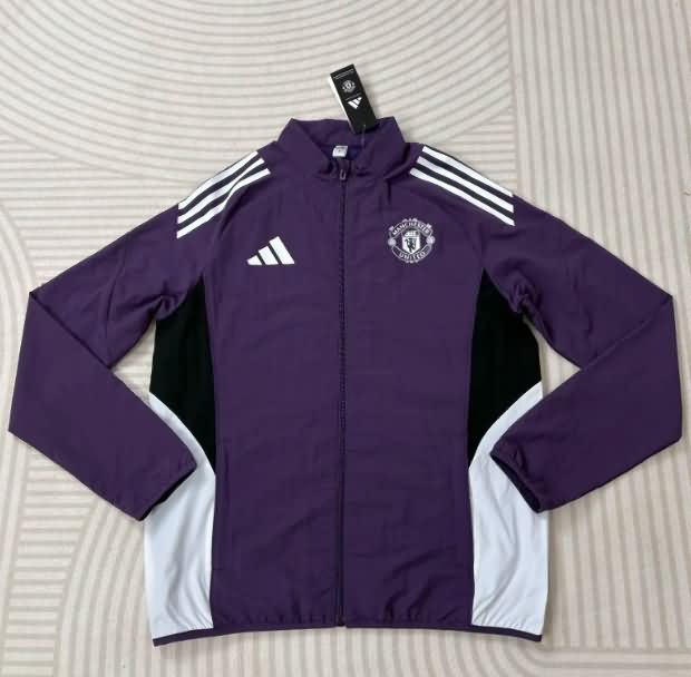 AAA Quality Manchester United 25/26 Purple Soccer Windbreaker