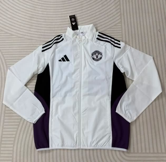 AAA Quality Manchester United 25/26 White Soccer Windbreaker