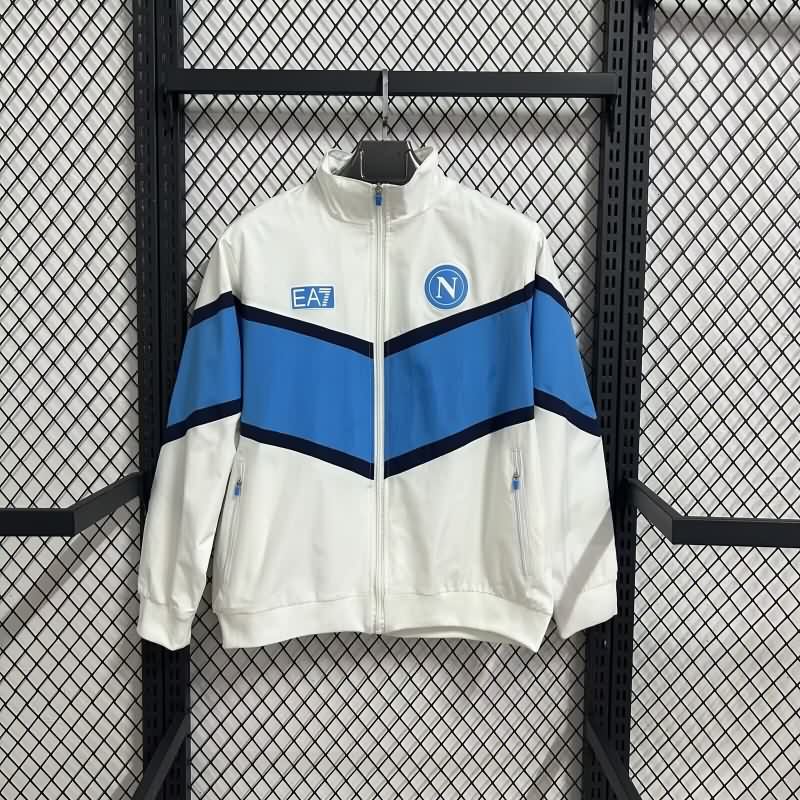 AAA Quality Napoli 25/26 White Soccer Windbreaker AAA Quality Napoli 25/26 White Soccer Windbreaker