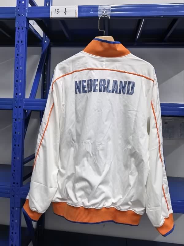 AAA Quality Netherlands 2025 White Soccer Windbreaker