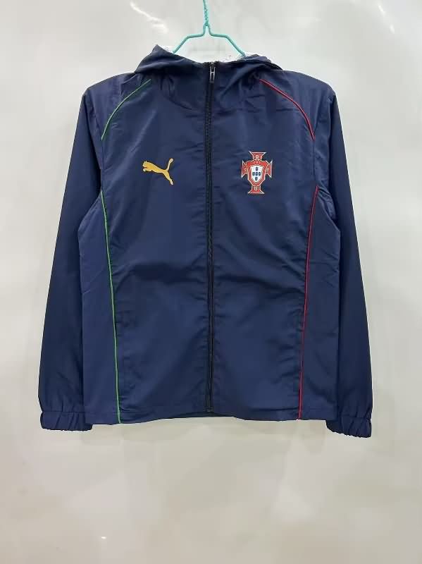 AAA Quality Portugal 2025 Dark Blue Soccer Windbreaker
