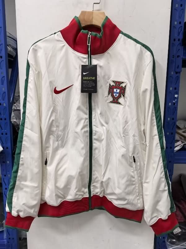 AAA Quality Portugal 2025 White Soccer Windbreaker 02