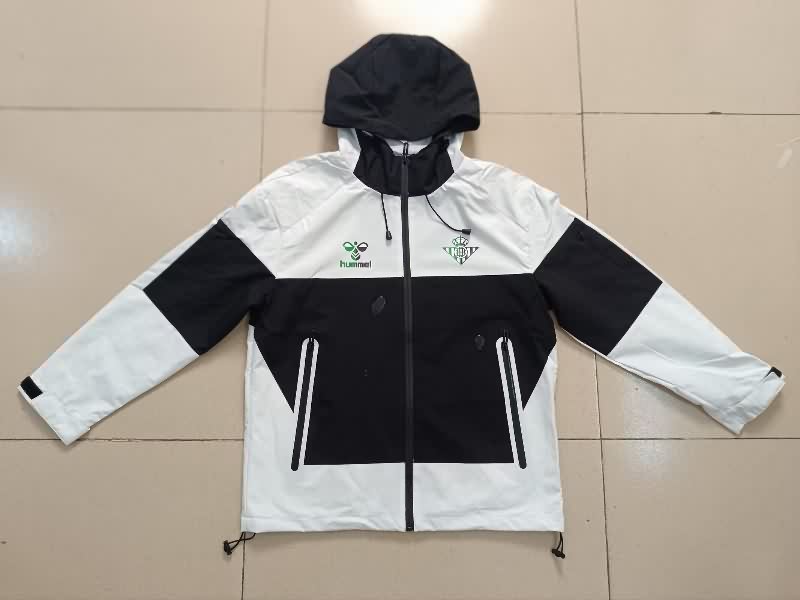 AAA Quality Real Betis 25/26 Black White Soccer Windbreaker AAA Quality Real Betis 25/26 Black White Soccer Windbreaker