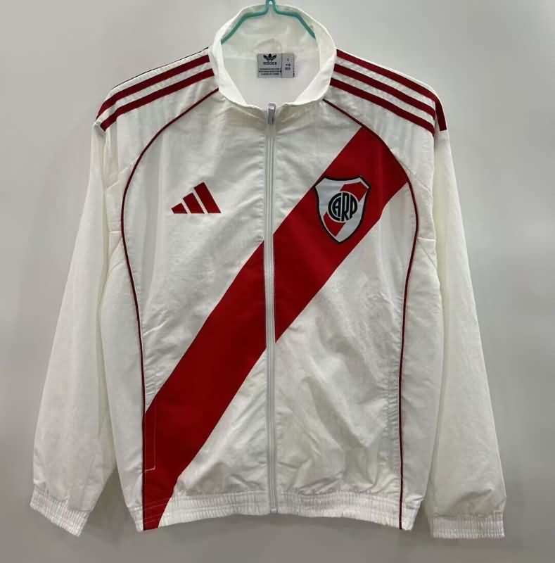 AAA Quality River Plate 2025 White Soccer Windbreaker