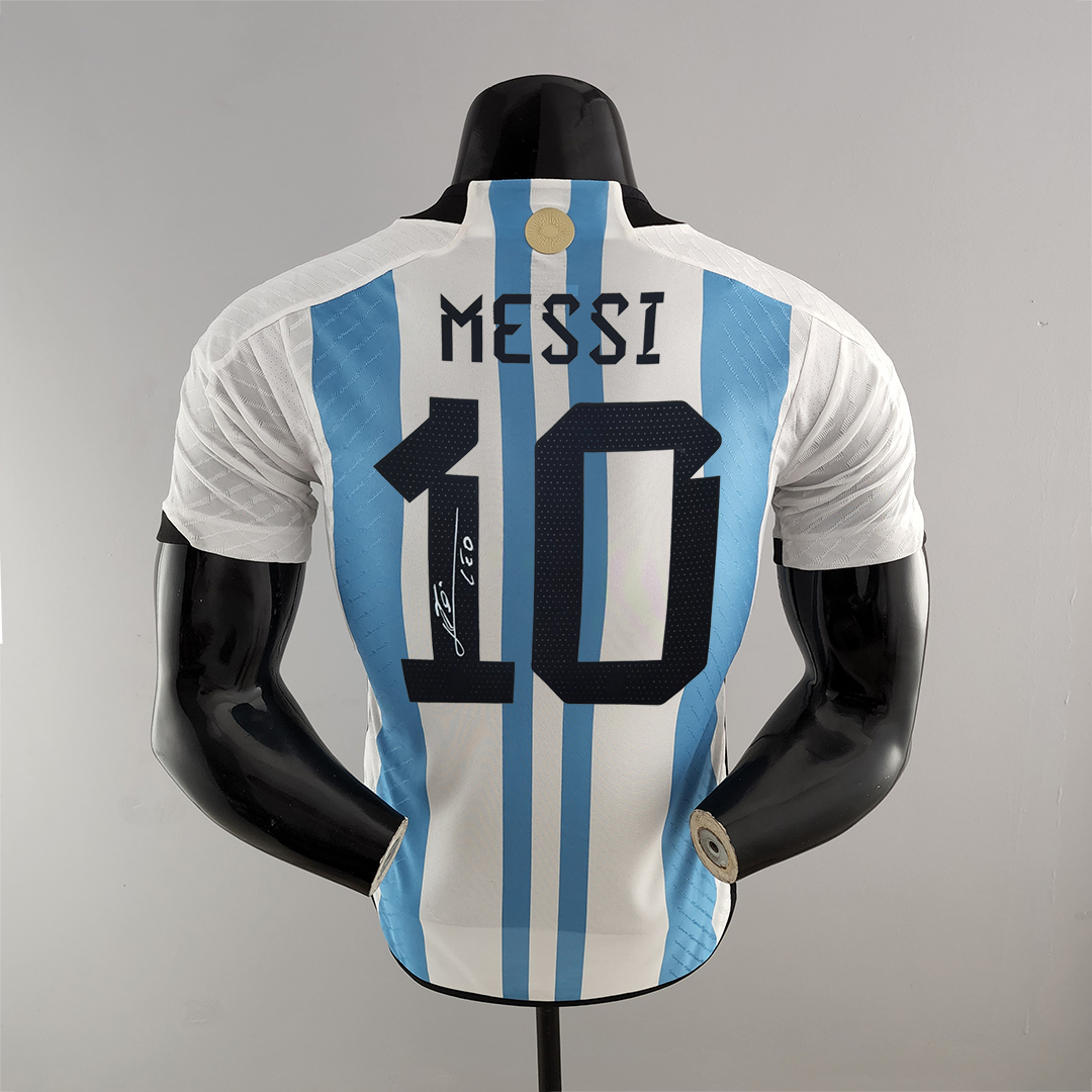 Argentina Soccer Jersey World Cup Signature 3 Stars (Player) 2022