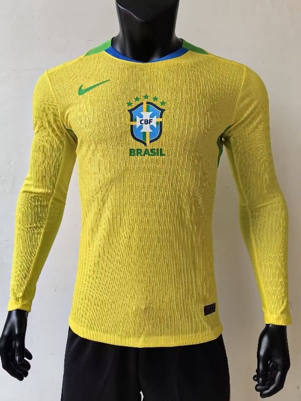 Brazil Soccer Jersey Home Long Sleeve (Player) 2025