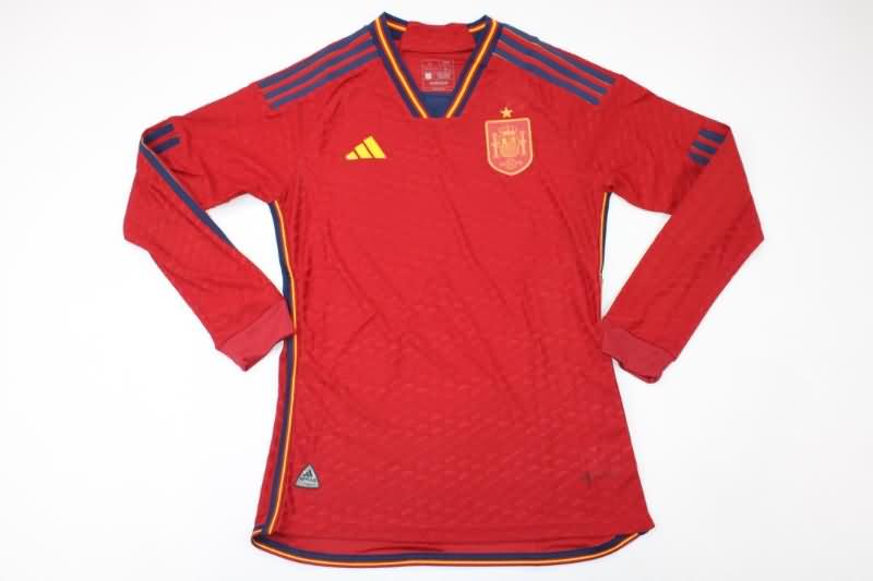 Spain Soccer Jersey World Cup Home Long Sleeve (Player) 2022