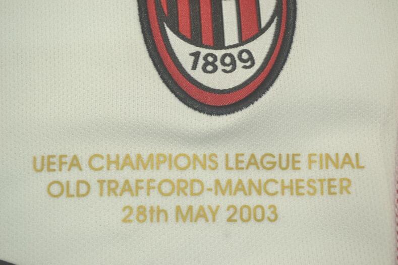 AC Milan Soccer Jersey Away Final Retro Replica 2002/03