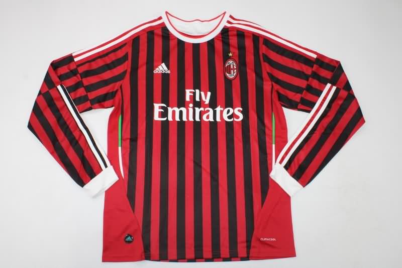 AC Milan Soccer Jersey Home Retro Long Sleeve Replica 2011/12