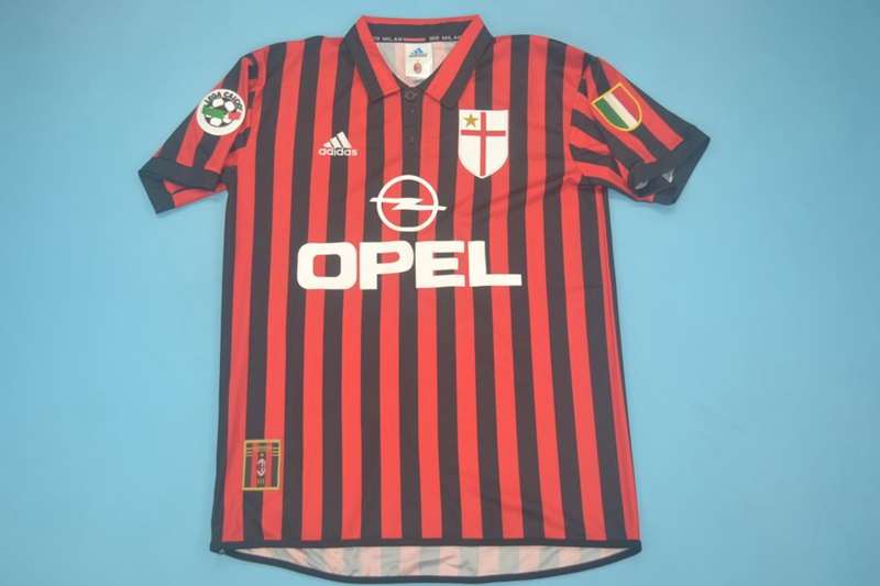 AC Milan Soccer Jersey Home Retro Replica 1999/00