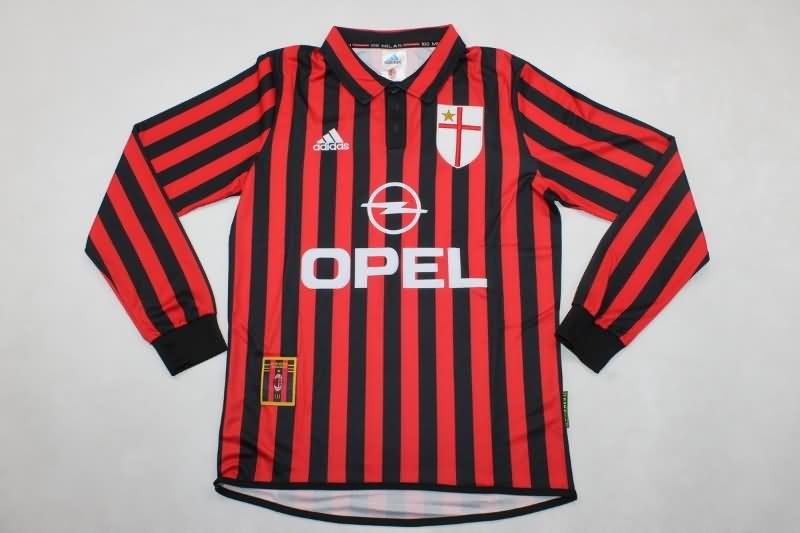 AC Milan Soccer Jersey Home Long Slevee Retro Replica 1999/00