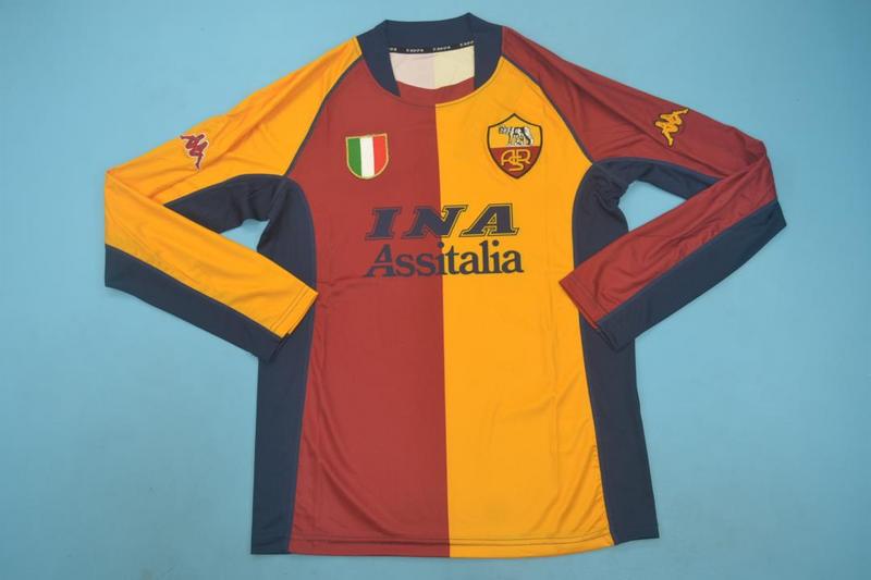 AS Roma Soccer Jersey Home Long Retro Replica 2001/02