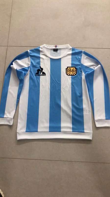 Argentina Soccer Jersey Champion Long Sleeve Retro Replica 1986