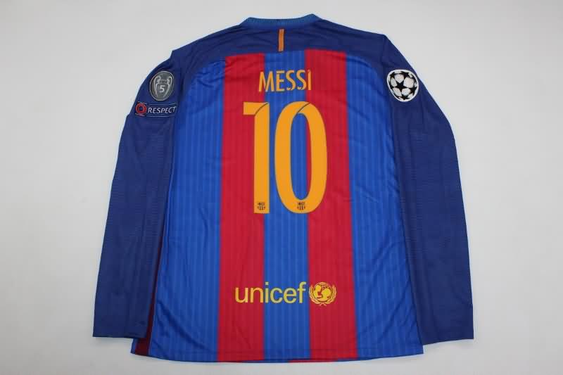 Barcelona Soccer Jersey Home Long Sleeve Retro Replica 2016/17