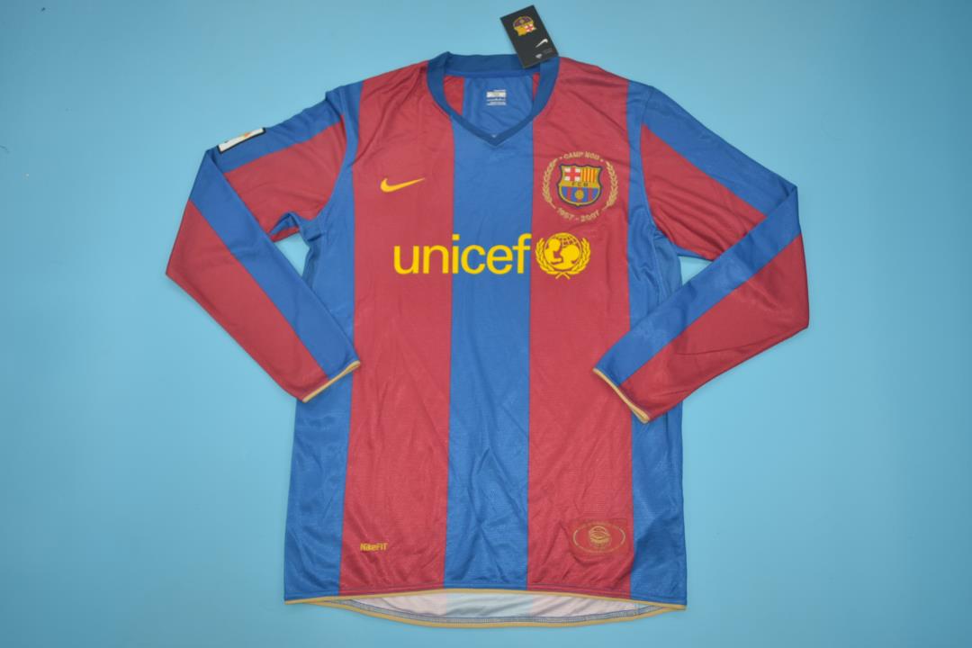 Barcelona Soccer Jersey Home Long Retro Replica 2007/08