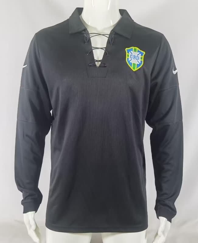 Brazil Soccer Jersey Goalkeeper Black Long Sleeve Retro Replica 2004